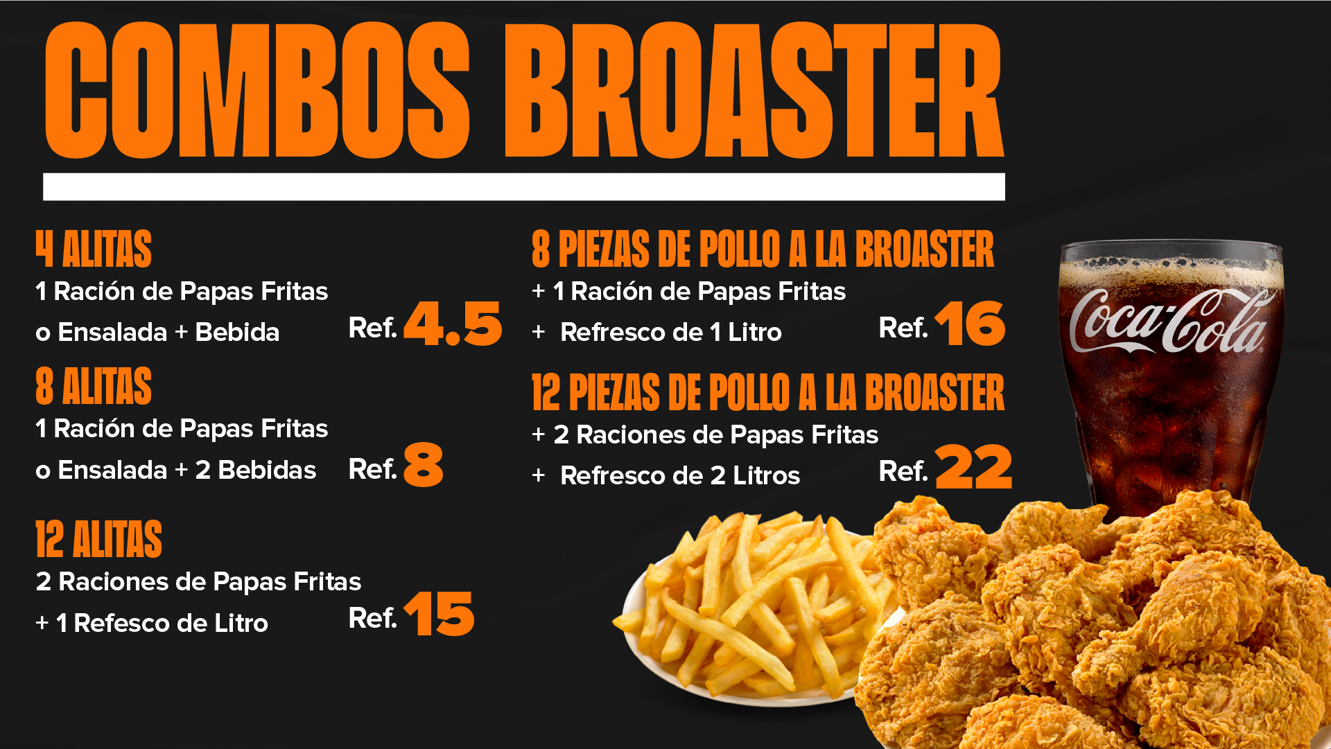 Menu de combos broaster